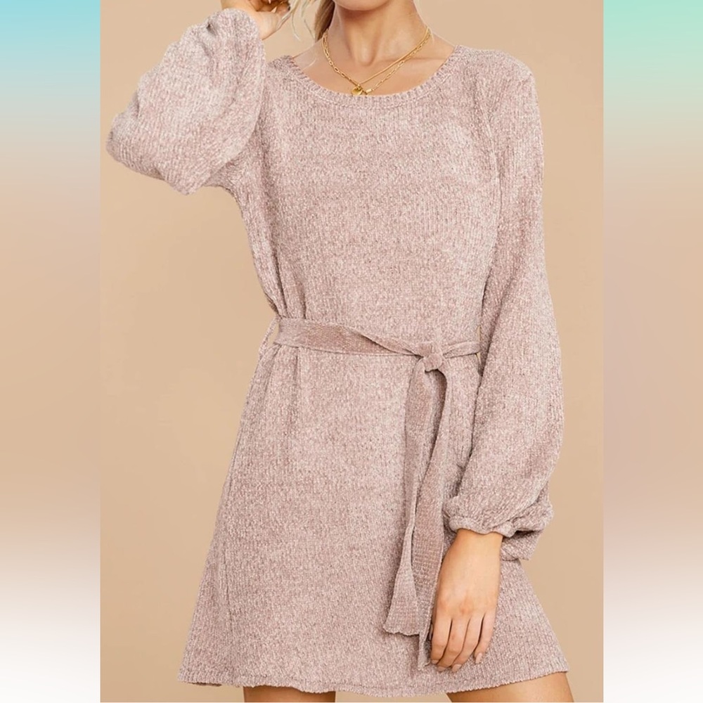 Women’s Chenille Sweater Dress in blush